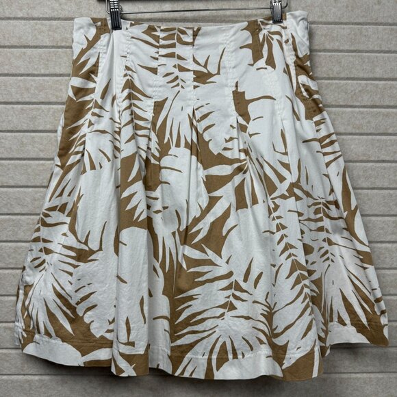 Talbots Dresses & Skirts - Talbots A-Line Skirt Tan Tropical Palm Leaf Print Size 12P